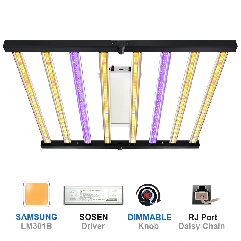 foldable full spectrum led grow light 6 bars 640w dimmable for indoor plant led grow hydroponic lamp sinostar lighting 12